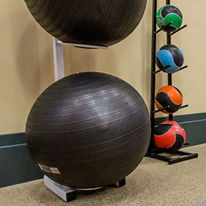 Medicine balls, stability balls, and mats