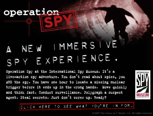 Spy Museum – OpSpy Landing Page